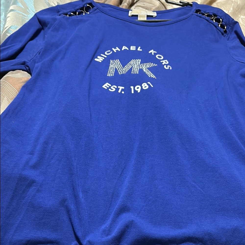 Michael Kors Blue Long Sleeve Top